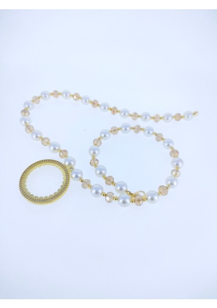 Tamaltıntakmakiçin Kolye Altın Kaplama 54 Cm. 10MMKAPLAMA Inci + 8mm Kristal Camboncuk Klasik Model fırsatları