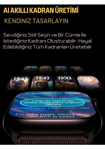 Watch 9 Promax Siyah 2GB Hafızalı Amoled Ekranlı Sesli Görüşmeli Android Akıllı Saat ChatGPT, Uygulama Mağazası, Spor Takibi, Gps, Android İos iPhone Huawei Uyumlu HW69 PROMAX