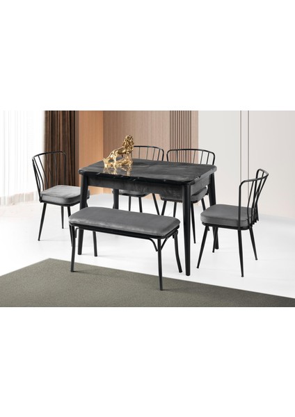 Ikon Buse Banklı Mdf Mutfak Masa Sandalye Takımı 70X110