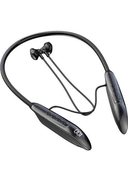 M518P Boyun Bantlı Kablosuz Kulaklık Bluetooth 5.3 Manyetik Boyun Asma Kulaklık Spor Kulaklığı - Siyah (Yurt Dışından)