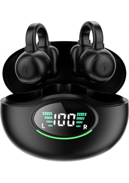 YYK-Q86 Kablosuz Kemik Iletimli Dijital Kulaklık Klipsli Bluetooth 5.3 Spor Koşu Kulaklıkları (Ce Sertifikalı) - Siyah (Yurt Dışından)