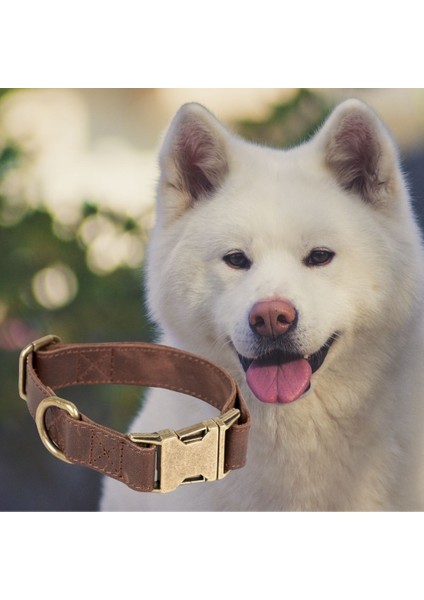 Gerçek Deriden El Yapımı Köpek Tasması, 50CM Ayarlanabilir Ölçü, Kahverengi