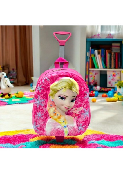 Çocuk Anaokulu Kreş Çekcekli Çanta 2 Bölmeli Suluklu Sırt Günlük Kullanım Baskılı Okul Öncesi Çanta