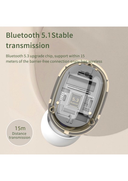 E8S Mini Tws Bluetooth Kulaklık Dijital Ekran Hifi Stereo Kablosuz Dokunmatik Kulak Içi Kulaklık - Yeşil (Yurt Dışından)