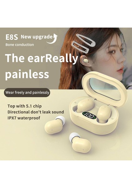 E8S Mini Tws Bluetooth Kulaklık Dijital Ekran Hifi Stereo Kablosuz Dokunmatik Kulak Içi Kulaklık - Yeşil (Yurt Dışından)