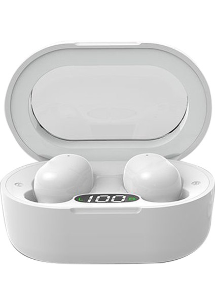 E8S Mini Tws Bluetooth Kulaklık Dijital Ekran Hifi Stereo Kablosuz Dokunmatik Kulak Içi Kulaklık - Beyaz (Yurt Dışından)