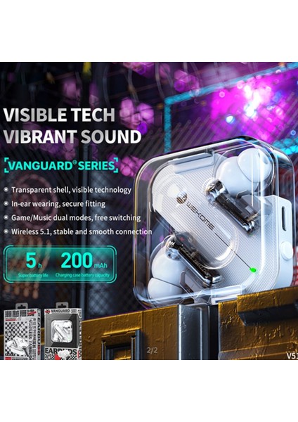 Wekome V51 Vanguard Serisi Şeffaf Kablosuz Bluetooth Kulaklık Kulak Içi Tws Kulaklıklar - Beyaz (Yurt Dışından) fiyatları