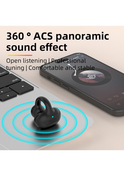 M-S8 Bluetooth 5.3 Kulak Klipsi Kulaklık Çalışan Kablosuz Müzik Kulaklığı - Siyah (Yurt Dışından) fiyatları