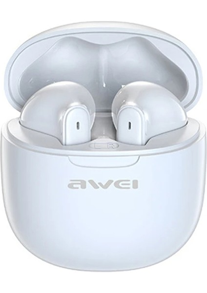 Aweı T68 4 Mikrofon Enc Gürültü Önleyici Bluetooth Kulaklık Hifi Ses Kulaklık - Beyaz (Yurt Dışından)