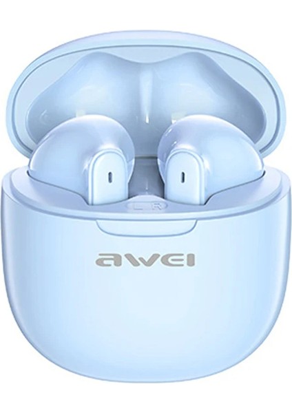 Aweı T68 4 Mikrofon Enc Gürültü Önleyici Bluetooth Kulaklık Hifi Ses Kulaklıkları - Mavi (Yurt Dışından)