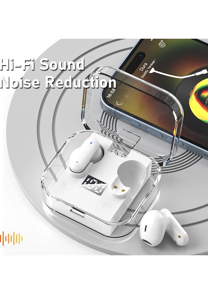 Kalıo LY18 Yarım Kulak Içi Kablosuz Bluetooth Kulaklık Gürültü Azaltma Hi-Fi Kulaklıklar Şeffaf Şarj Kutulu Hafif Tws Kulaklıklar - Siyah (Yurt Dışından) modelleri