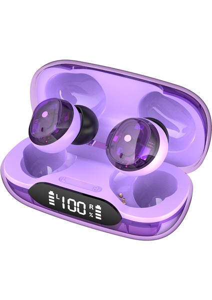 H20 Bluetooth Kulaklık Spor Kulaklık Tws Dijital Ekranlı Şarj Kutusu ile Kablosuz Kulaklık - Mor (Yurt Dışından)