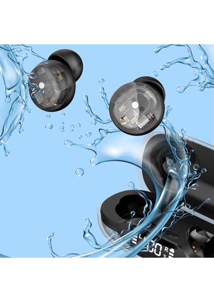 H20 Bluetooth Kulaklık Spor Kulaklık Tws Dijital Ekranlı Şarj Kutusu ile Kablosuz Kulaklık - Mor (Yurt Dışından)