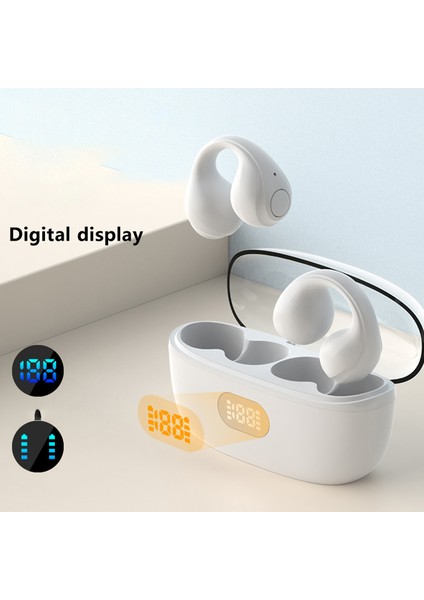 F50 / P-Q3 Açık Kulak Klipsli Kulaklıklar Kablosuz Bluetooth Kulaklık Üzerinde Klipsli Açık Kulak Kulakiçi Kulaklıklar - Beyaz (Yurt Dışından)