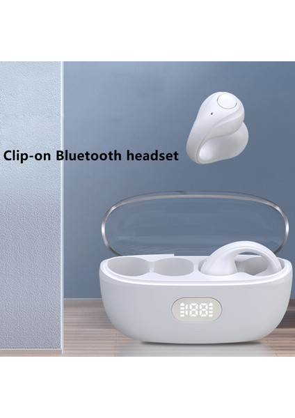F50 / P-Q3 Açık Kulak Klipsli Kulaklıklar Kablosuz Bluetooth Kulaklık Üzerinde Klipsli Açık Kulak Kulakiçi Kulaklıklar - Bej (Yurt Dışından)