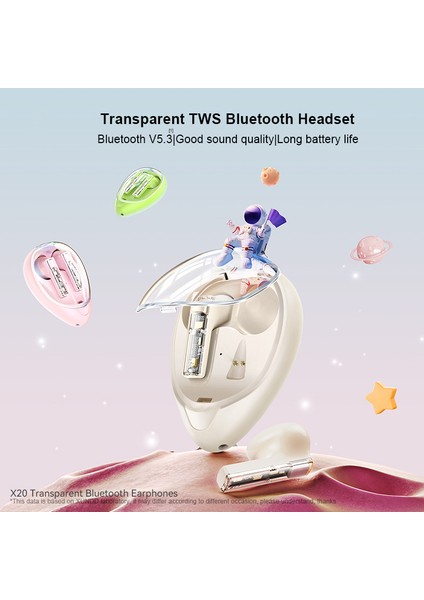Xundd X20 Şeffaf Tws Bluetooth Kulaklık Kablosuz Stereo Müzik Dokunmatik Kulaklık - Pembe (Yurt Dışından) modelleri