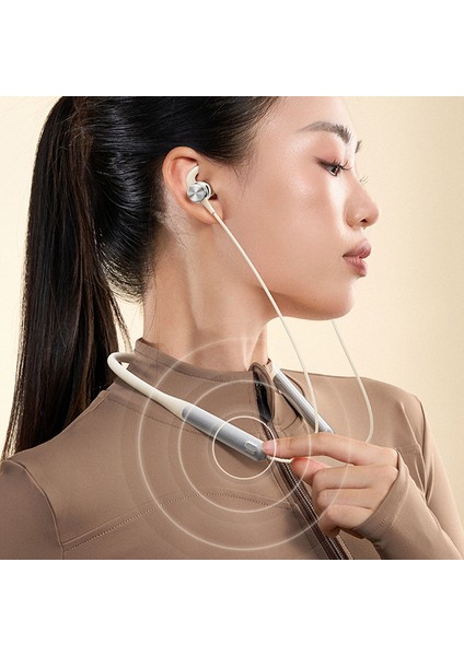 Remax RB-S16 Dokunmatik Kontrollü Kulaklık Spor Boyun Askılı Bluetooth Kulaklık Boyun Bandı Kablosuz Kulaklık - Beyaz (Yurt Dışından) fırsatları