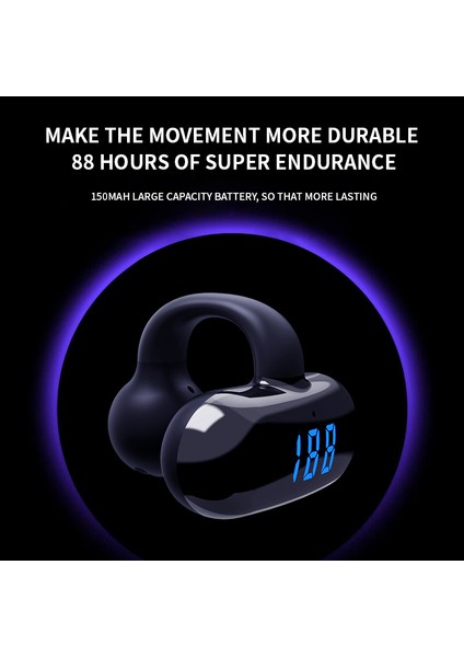 F20 Bluetooth Kulak Klipsi Kulaklık Dijital Ekran Kablosuz Müzik Kulaklığı - Kırmızı (Yurt Dışından)