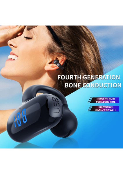 F20 Bluetooth Kulak Klipsi Kulaklık Dijital Ekran Kablosuz Müzik Kulaklığı - Kırmızı (Yurt Dışından)