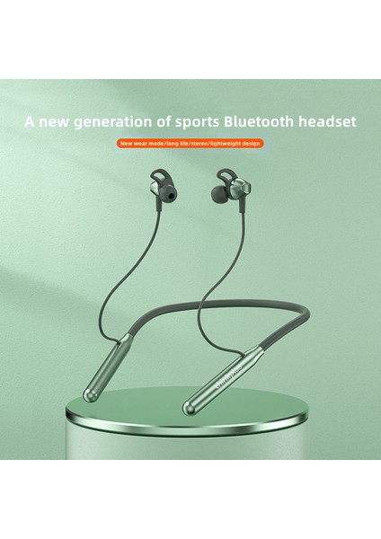 Lenovo Thinkplus BT10 Boyuna Monte Kulaklık Kablosuz Bluetooth 5.3 Kulaklık Stereo Ses Spor Boyun Asılı Kulaklık - Siyah / Yeşil (Yurt Dışından)