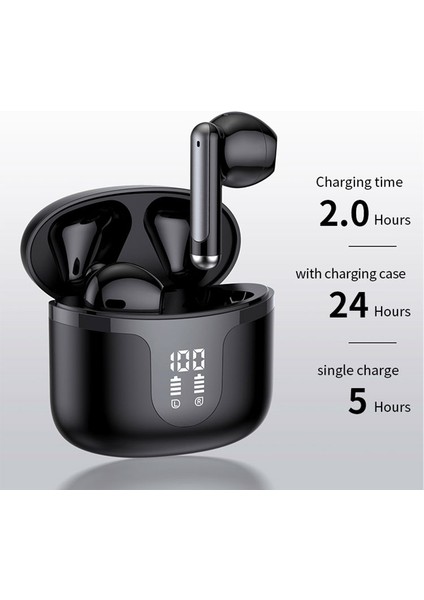 S47 Tws Kulaklık Bluetooth 5.3 Dijital Ekranlı Şarj Kutulu Kablosuz Kulaklık - Siyah (Yurt Dışından)