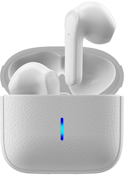 D-1359 Kablosuz Bluetooth Kulaklık Deri Dokulu Tws Kulaklık Hafif Kulaklık - Beyaz (Yurt Dışından)