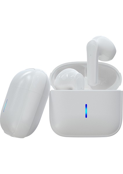 D-1359 Kablosuz Bluetooth Kulaklık Deri Dokulu Tws Kulaklık Hafif Kulaklık - Beyaz (Yurt Dışından)