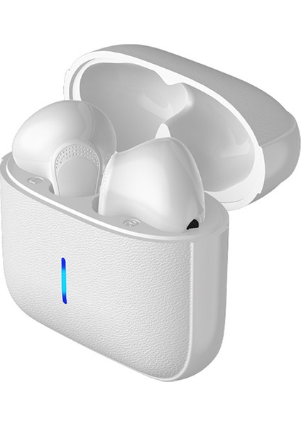 D-1359 Kablosuz Bluetooth Kulaklık Deri Dokulu Tws Kulaklık Hafif Kulaklık - Beyaz (Yurt Dışından)