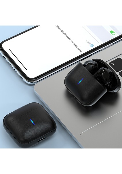 D-1359 Kablosuz Bluetooth Kulaklık Deri Dokulu Tws Kulaklık Hafif Kulaklık - Beyaz (Yurt Dışından)