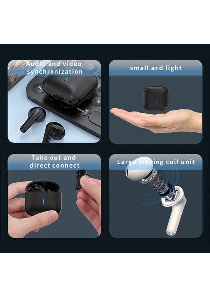 D-1359 Kablosuz Bluetooth Kulaklık Deri Dokulu Tws Kulaklık Hafif Kulaklık - Beyaz (Yurt Dışından)