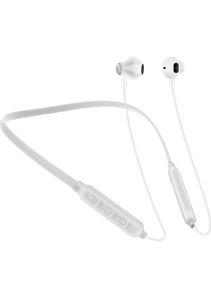 G03 Manyetik Boyun Bandı Bluetooth Kulaklık Spor Kablosuz Güçlü Bas Müzik Arama Kulaklık - Beyaz (Yurt Dışından)