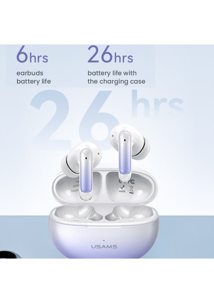 Usams XD19 X-Don Serisi Çift Mikrofonlu Enc Tws Kulakiçi Kablosuz Bluetooth 5.3 Kulaklık Kulak Içi Kulaklıklar - Degrade Mor (Yurt Dışından)