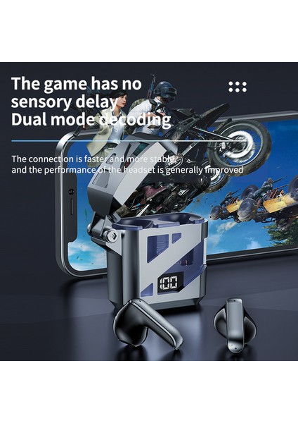 GT02 Cool Mecha Stil Kulak Içi Bluetooth Kulaklık Enc Gürültü Azaltma Tws Kulakiçi Taşınabilir Kablosuz Kulaklıklar - Yeşil (Yurt Dışından)