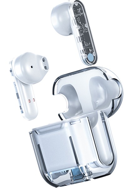 TM10 Kablosuz Bluetooth 5.3 Oyun Kulaklığı Tws Kulakiçi Yarı Saydam Düşük Gecikmeli Kulaklık - Beyaz (Yurt Dışından)