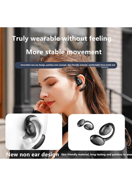GD06 Tek Kulaklı Bluetooth 5.3 Kulak Kancalı Kulaklık Kablosuz Kulaklık - Beyaz (Yurt Dışından)
