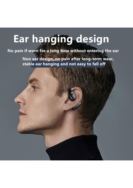 GD06 Tek Kulaklı Bluetooth 5.3 Kulak Kancalı Kulaklık Kablosuz Kulaklık - Beyaz (Yurt Dışından)
