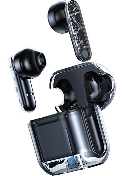 TM10 Kablosuz Bluetooth 5.3 Oyun Kulaklığı Tws Kulakiçi Yarı Saydam Düşük Gecikmeli Kulaklık - Siyah (Yurt Dışından)