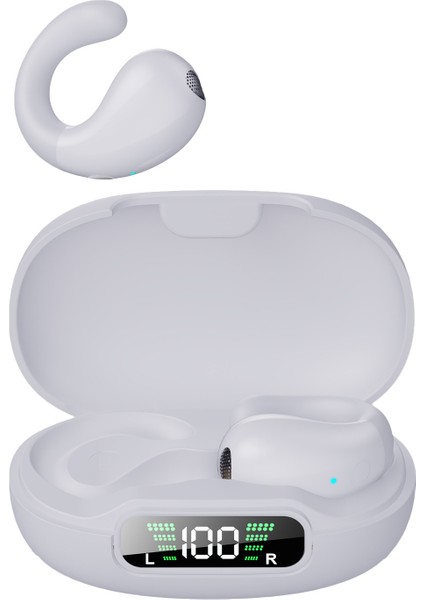 YYK-Q92 Bluetooth 5.3 Kulaklık Klipsli Kulak Gürültü Önleyici Kulaklık Kablosuz Spor Kulaklıkları (Ce Ile) - Beyaz (Yurt Dışından)