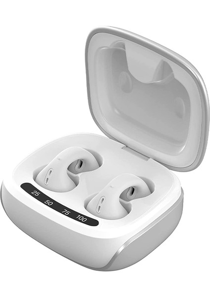 JX80 Tws Bluetooth 5.3 Kulak Klipsi Kulaklık Kablosuz Stereo Müzik Kulaklığı - Beyaz (Yurt Dışından)