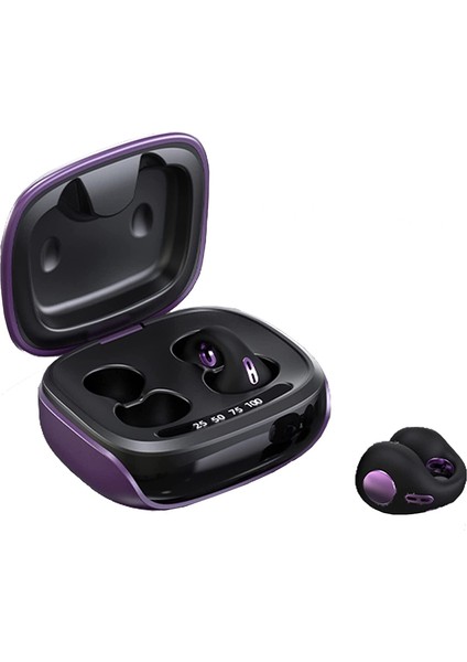 JX80 Tws Bluetooth 5.3 Kulak Klipsli Kulaklık Kablosuz Stereo Müzik Kulaklığı - Mor (Yurt Dışından)