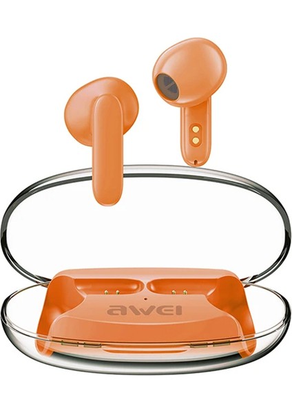 Aweı T85 Enc Gürültü Önleyici Bluetooth Kulaklık Müzik Tws Kablosuz Kulaklık - Turuncu (Yurt Dışından)