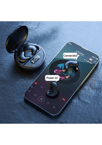 YYK-790 Bluetooth 5.3 Tws Kulakiçi Su Geçirmez Gürültü Önleyici Kulaklık Ultra Ince Uyku Kulaklıkları, Ce ile - Siyah (Yurt Dışından)