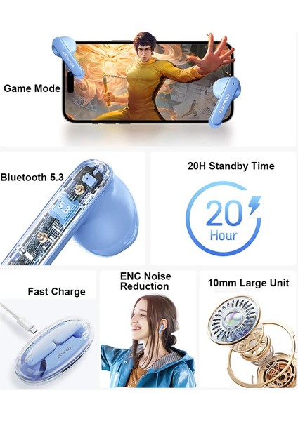 Aweı T85 Enc Gürültü Önleyici Bluetooth Kulaklık Müzik Tws Kablosuz Kulaklık - Beyaz (Yurt Dışından) modelleri