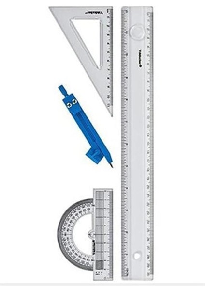 Cetvel Takımı 30 cm 1 Paket Yıldızlar Cetvel Pergel Gönye Iletki Şeffaf Çizim Takımı Pergelli Çizim Seti 4 Parça