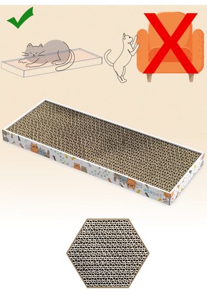 Tırmata Yeni Ürün Doğal Düz Karton Kedi Tırmalaması Kedi Tırmalama Tahtası Kartonu 47X17 cm