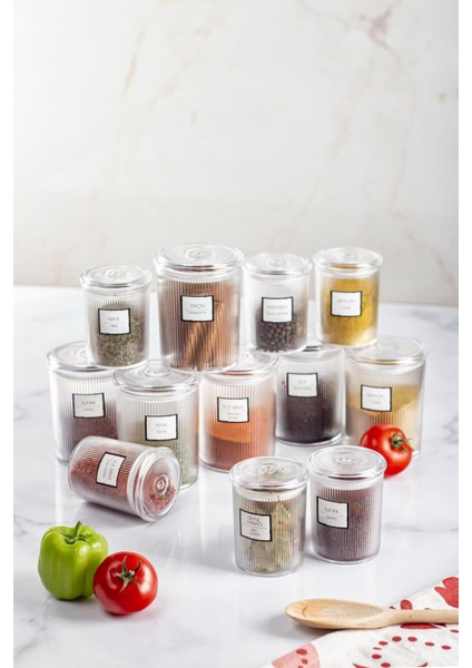 12'li Barok Yuvarlak 2 Boy Kavanoz Seti & Saklama Kabı & Erzak Kabı (6 Adet 500 Ml, 6 Adet 250 Ml)