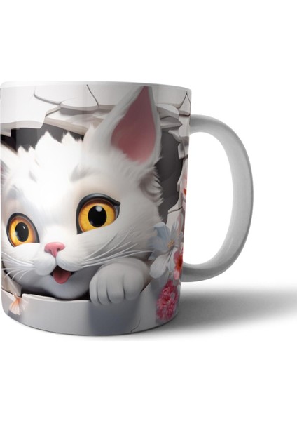 Kedi Cat Optik Illüzyonlu Kupa Bardak Model 3