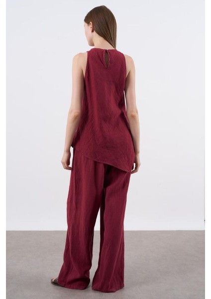 51012 Sıfır Kollu Bluz Takım Bordo
