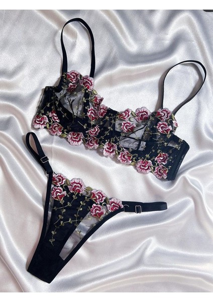 Black History Lck Flowers Transparan Sütyen Takımı modelleri