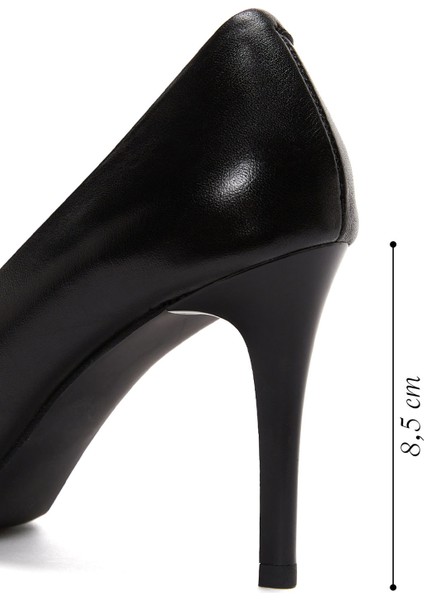 Kadın Siyah Yüksek Topuklu Deri Stiletto 24WFD160118